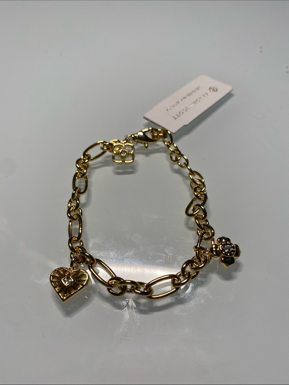 Kendra Scott Gold Heart & Flower Charm Link Bracelet